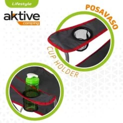 AKTIVE - Chaise Pliante Camping 64,50x49,50x82 Cm, Gris Foncé Et Rouge -Avontuur Uitrusting aktive chaise pliante camping 6450x4950x82 cm gris fonce et rouge 2