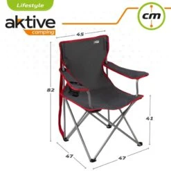 AKTIVE - Chaise Pliante Camping 64,50x49,50x82 Cm, Gris Foncé Et Rouge -Avontuur Uitrusting aktive chaise pliante camping 6450x4950x82 cm gris fonce et rouge 5