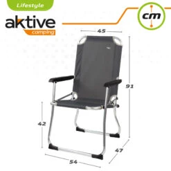 AKTIVE - Chaise Pliante Camping Fixe En Aluminium 54 X 57 X 91 Cm, Gris -Avontuur Uitrusting aktive chaise pliante camping fixe en aluminium 54 x 57 x 91 cm gris 5