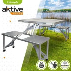 Voorkant -Avontuur Uitrusting aktive ensemble table et chaise table pliante avec 4 tabourets 135x86x67 cm 1
