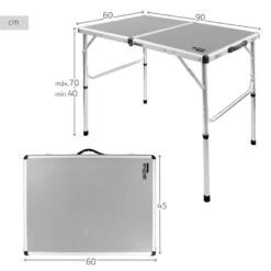 AKTIVE - Table De Camping Pliante, Réglable En 2 Hauteurs, 90x60x40/70 Cm, Gris -Avontuur Uitrusting aktive table de camping pliante reglable en 2 hauteurs 90x60x4070 cm gris 3
