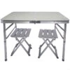 AKTIVE - Table Pliante Avec 2 Tabourets Et Poignée De Transpor, Gris -Avontuur Uitrusting aktive table pliante avec 2 tabourets et poignee de transpor gris