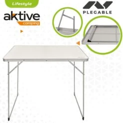 AKTIVE - Table Pliante En Aluminium Et Bois. Table De Camping 80x60x70 Cm -Avontuur Uitrusting aktive table pliante en aluminium et bois table de camping 80x60x70 cm 2