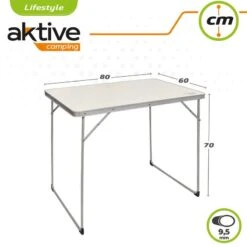 AKTIVE - Table Pliante En Aluminium Et Bois. Table De Camping 80x60x70 Cm -Avontuur Uitrusting aktive table pliante en aluminium et bois table de camping 80x60x70 cm 5