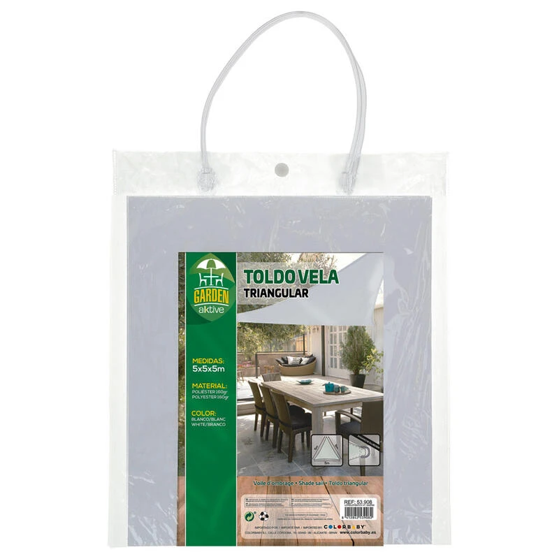 Auvent Triangulaire En Polyester Aktive Garden Coloris Blanc 6 Auvent Triangulaire En Polyester Aktive Garden Coloris Blanc - Afbeelding 4