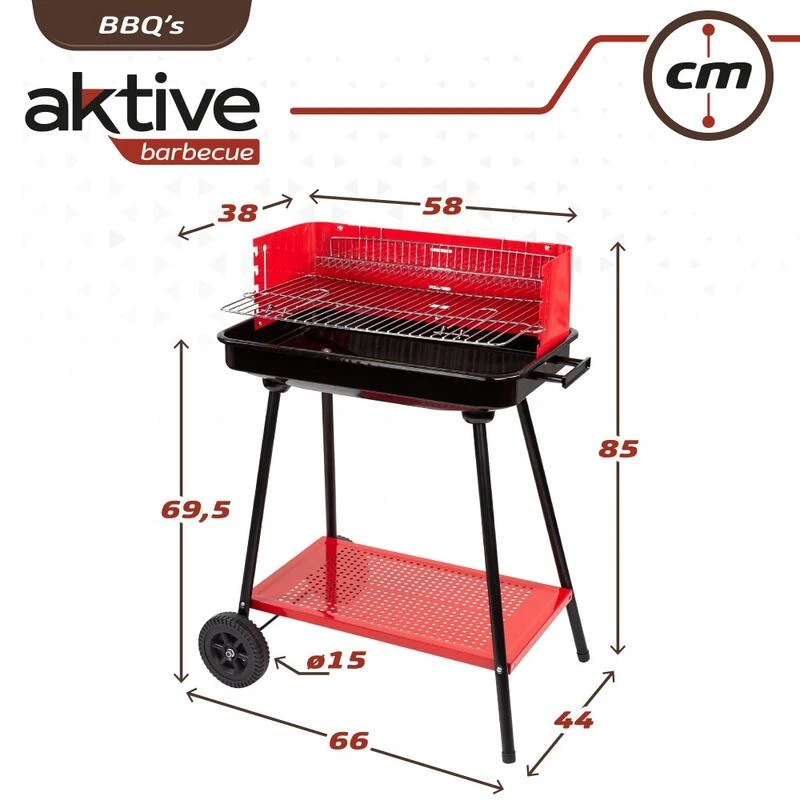 Barbecue Portable Au Charbon De Bois Pour 4 Niveaux Aktive 8 Barbecue Portable Au Charbon De Bois Pour 4 Niveaux Aktive - Afbeelding 6