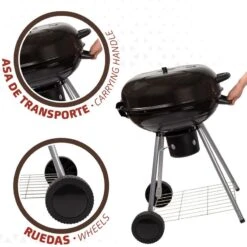 Barbecue Portable Rond Au Charbon De Bois Avec Couvercle Aktive -Avontuur Uitrusting barbecue portable rond au charbon de bois avec couvercle aktive 5