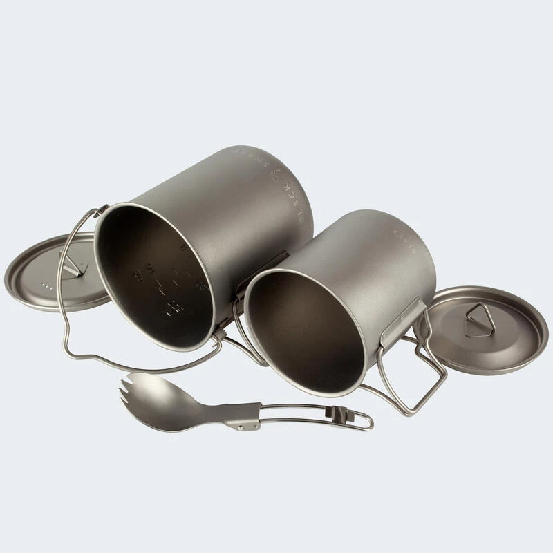 Batterie De Cuisine De Camping Set | Casseroles + Fourchette/Cuillère | Titane 4 Batterie De Cuisine De Camping Set | Casseroles + Fourchette/Cuillère | Titane - Afbeelding 2