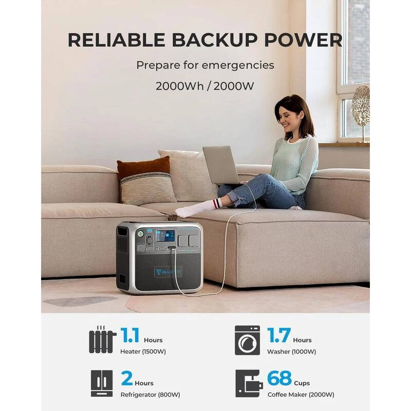 BLUETTI AC200P Générateur Solaire 2000Wh/2000W Pour Camping-car, Maison 4 BLUETTI AC200P Générateur Solaire 2000Wh/2000W Pour Camping-car, Maison - Afbeelding 2