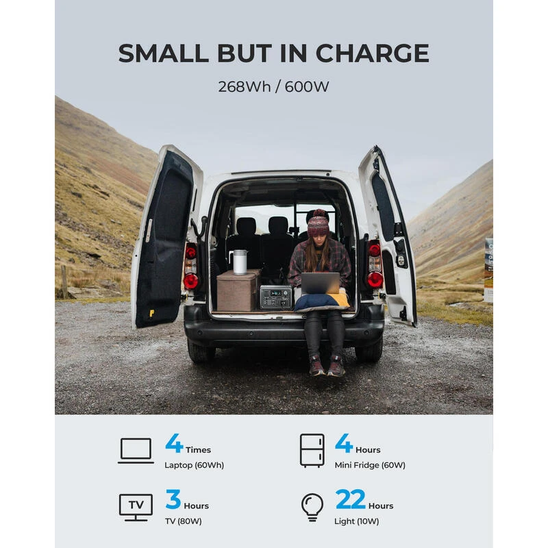 BLUETTI Générateur Électrique EB3A+PV200 268Wh/600W LiFePO4 Batterie Pour Voyage 4 BLUETTI Générateur Électrique EB3A+PV200 268Wh/600W LiFePO4 Batterie Pour Voyage - Afbeelding 2