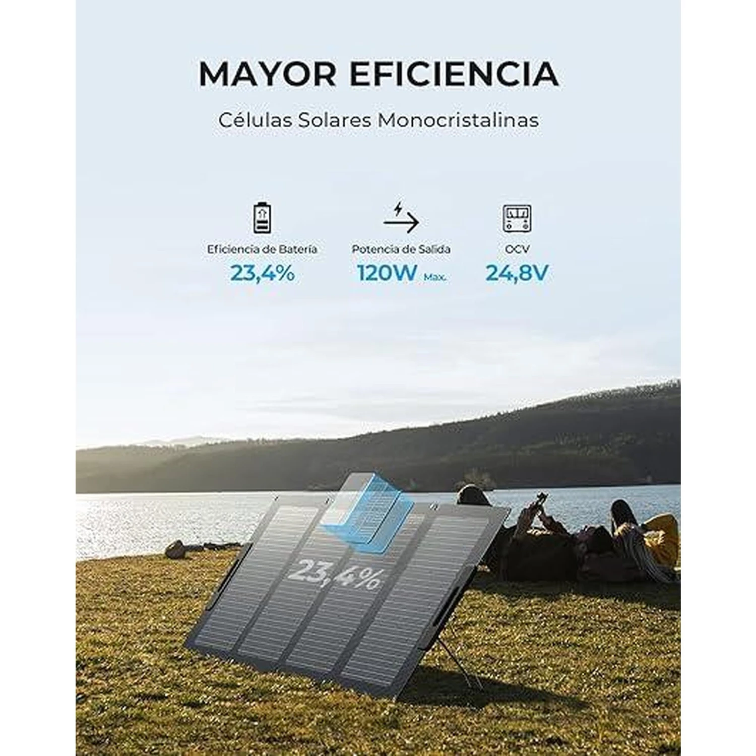 BLUETTI Panneau Solaire PV120S Pour Camping, Jardin, Voyage 4 BLUETTI Panneau Solaire PV120S Pour Camping, Jardin, Voyage - Afbeelding 2