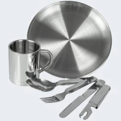 Camping Assiette Plate, Couverts Et Tasse Isotherme Set | Acier Inoxydable -Avontuur Uitrusting camping assiette plate couverts et tasse isotherme set acier inoxydable 2