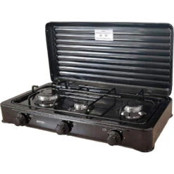 MPM Cuisinière à Gaz Portable Pour Le Camping Avec 3 Feux Couvercle Smile -Avontuur Uitrusting cuisiniere a gaz portable pour le camping avec 3 feux couvercle smile 1
