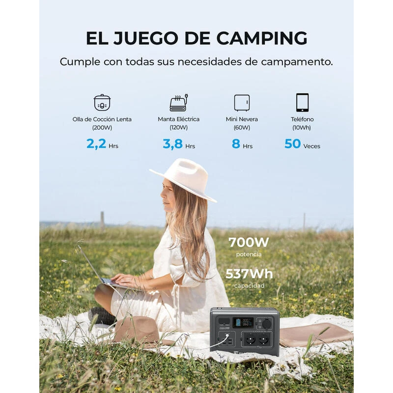 Générateur Solaire BLUETTI EB55 Avec Panneau Solaire PV120S Pour Camping 4 Générateur Solaire BLUETTI EB55 Avec Panneau Solaire PV120S Pour Camping - Afbeelding 2