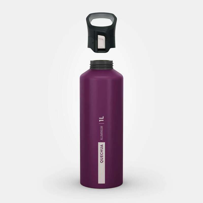 Quechua Gourde Alu 1L Avec Bouchon à Ouverture Rapide Pour La Randonnée - Violet 4 Quechua Gourde Alu 1L Avec Bouchon à Ouverture Rapide Pour La Randonnée - Violet - Afbeelding 2