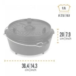 Petromax Dutch Oven FT6-6QT (avec Pieds) Ensemble - Poêle + Sac De Rangement + -Avontuur Uitrusting petromax dutch oven ft6 6qt avec pieds ensemble poele sac de rangement 2