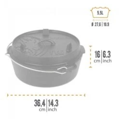 Petromax Dutch Oven FT6-6QT - Sans Pieds -Avontuur Uitrusting petromax dutch oven ft6 6qt sans pieds 2