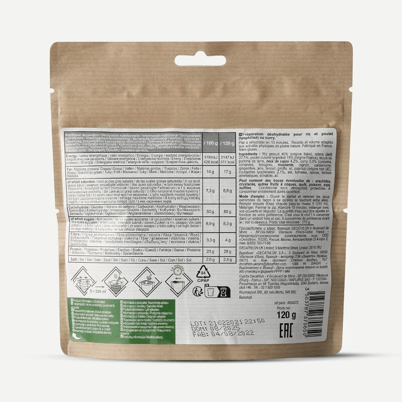 Repas Déshydraté Sans Gluten - Riz Et Poulet Au Curry - 120g 5 Repas Déshydraté Sans Gluten - Riz Et Poulet Au Curry - 120g - Afbeelding 3