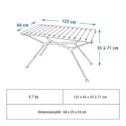Quechua TABLE DE CAMPING COMPACTE 4/6 PERSONNES - PLATEAU BOIS - POCHE DE RANGEMENT -Avontuur Uitrusting table de camping compacte 46 personnes plateau bois poche de rangement 1