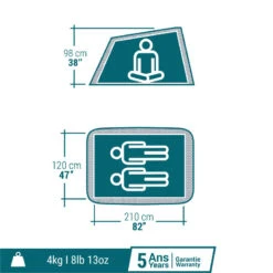 Quechua Tente De Camping - 2 SECONDS - 2 Places - Fresh & Black -Avontuur Uitrusting tente de camping 2 seconds 2 places fresh and black 1