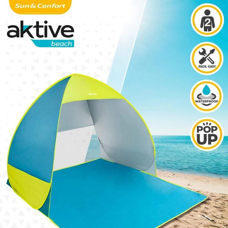 Tente De Plage Pop Up Bleue Et Verte Aktive Beach 4 Tente De Plage Pop Up Bleue Et Verte Aktive Beach - Afbeelding 2