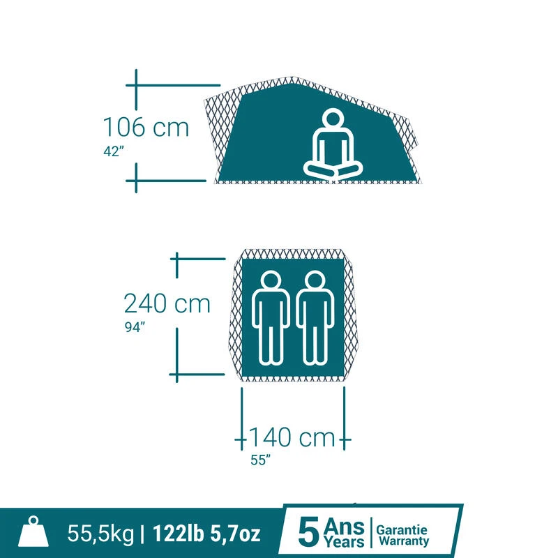 Quechua TENTE DE TOIT MH500 FRESH & BLACK 2P 6 Quechua TENTE DE TOIT MH500 FRESH & BLACK 2P - Afbeelding 4