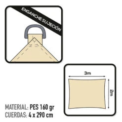 Voile D'ombrage Rectangulaire Aktive Garden Couleur Crème -Avontuur Uitrusting voile dombrage rectangulaire aktive garden couleur creme 2